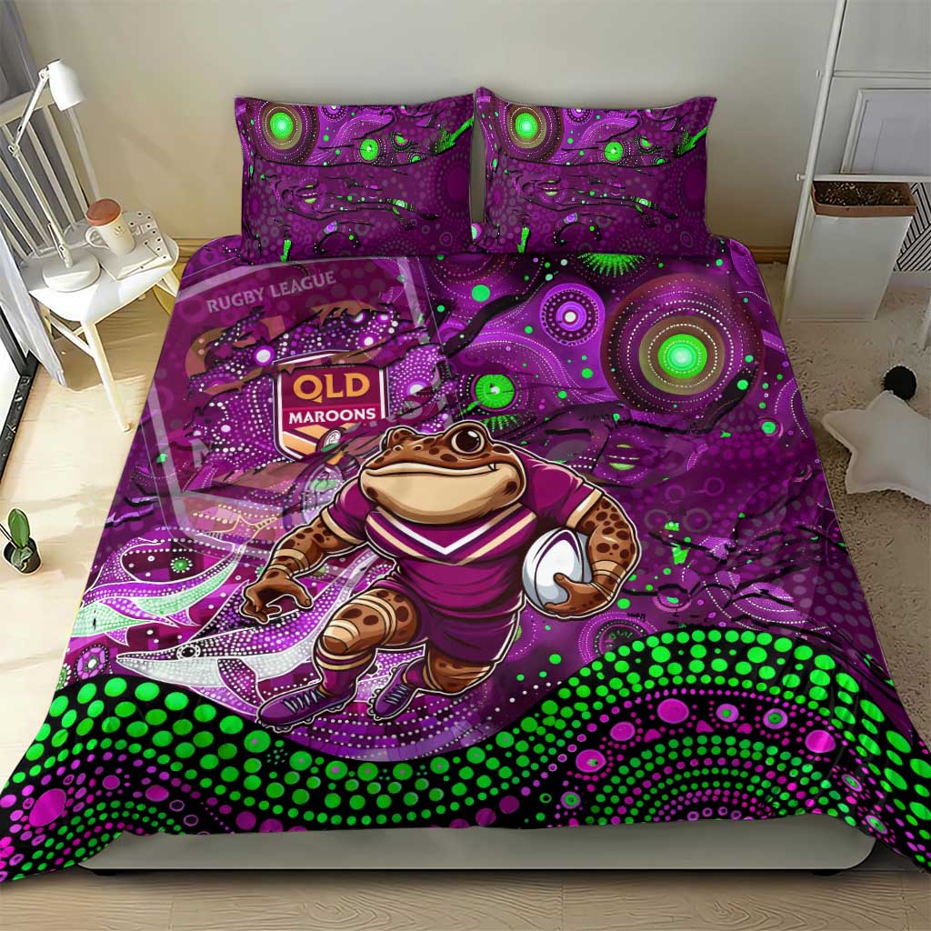 Mascot Queensland Maroons Rugby Bedding Set Aboriginal Galaxy