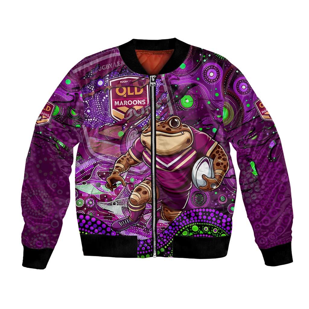 Personalised Mascot Queensland Maroons Rugby Bomber Jacket Aboriginal Galaxy