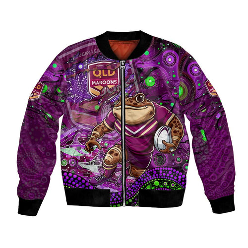 Personalised Mascot Queensland Maroons Rugby Bomber Jacket Aboriginal Galaxy