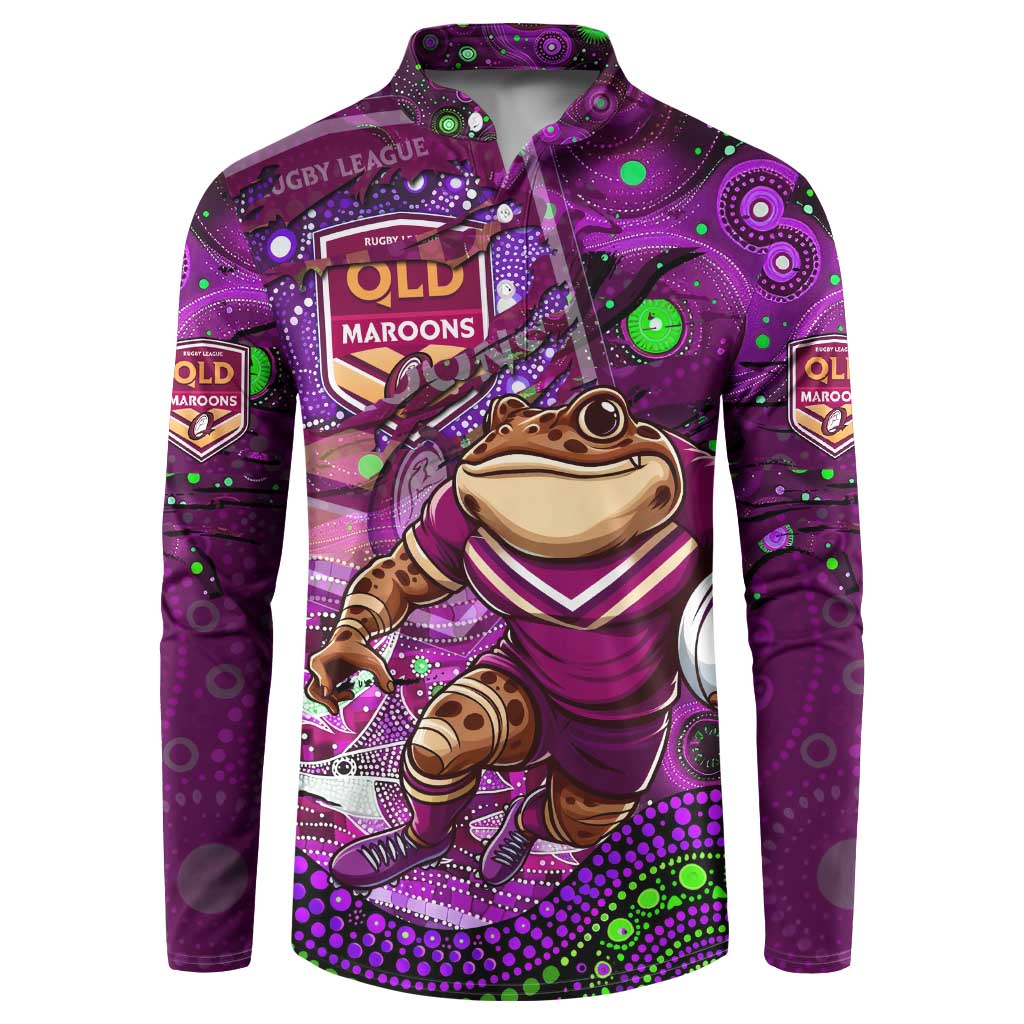 Personalised Mascot Queensland Maroons Rugby Button Sweatshirt Aboriginal Galaxy
