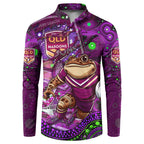 Personalised Mascot Queensland Maroons Rugby Button Sweatshirt Aboriginal Galaxy
