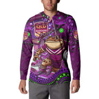 Personalised Mascot Queensland Maroons Rugby Button Sweatshirt Aboriginal Galaxy