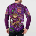 Personalised Mascot Queensland Maroons Rugby Button Sweatshirt Aboriginal Galaxy