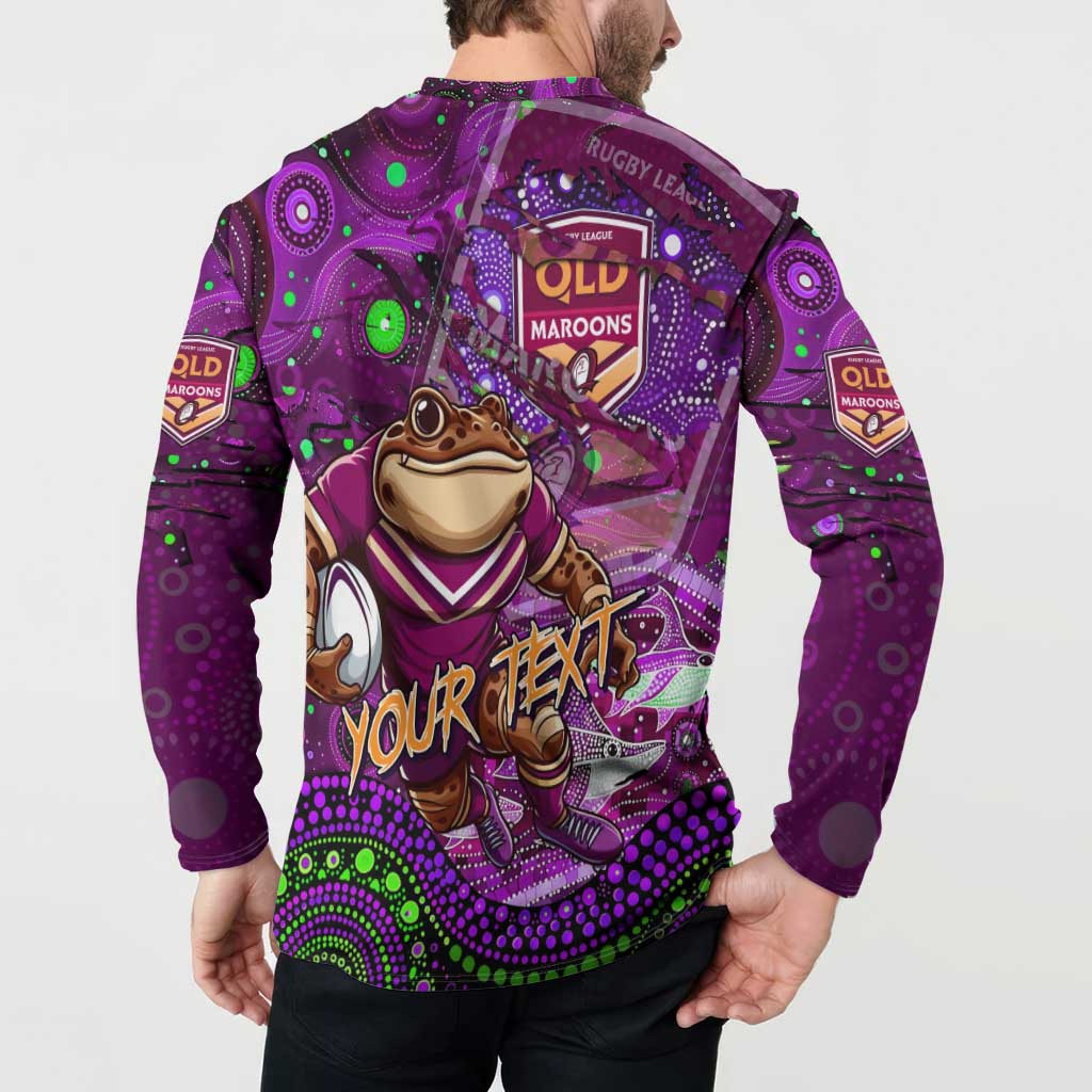 Personalised Mascot Queensland Maroons Rugby Button Sweatshirt Aboriginal Galaxy