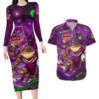 Personalised Mascot Queensland Maroons Rugby Couples Matching Long Sleeve Bodycon Dress and Hawaiian Shirt Aboriginal Galaxy