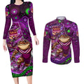 Personalised Mascot Queensland Maroons Rugby Couples Matching Long Sleeve Bodycon Dress and Long Sleeve Button Shirt Aboriginal Galaxy