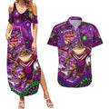 Personalised Mascot Queensland Maroons Rugby Couples Matching Summer Maxi Dress and Hawaiian Shirt Aboriginal Galaxy