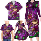 Personalised Mascot Queensland Maroons Rugby Family Matching Long Sleeve Bodycon Dress and Hawaiian Shirt Aboriginal Galaxy