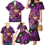Personalised Mascot Queensland Maroons Rugby Family Matching Mermaid Dress and Hawaiian Shirt Aboriginal Galaxy