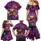 Personalised Mascot Queensland Maroons Rugby Family Matching Mermaid Dress and Hawaiian Shirt Aboriginal Galaxy