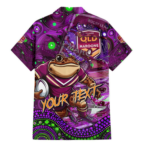 Personalised Mascot Queensland Maroons Rugby Family Matching Mermaid Dress and Hawaiian Shirt Aboriginal Galaxy