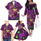 Personalised Mascot Queensland Maroons Rugby Family Matching Off The Shoulder Long Sleeve Dress and Hawaiian Shirt Aboriginal Galaxy