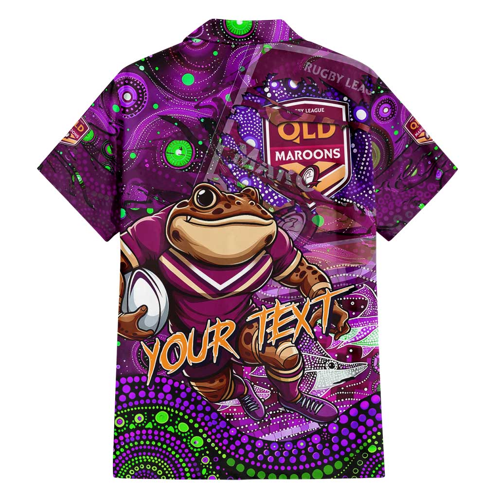 Personalised Mascot Queensland Maroons Rugby Family Matching Off Shoulder Maxi Dress and Hawaiian Shirt Aboriginal Galaxy