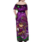Personalised Mascot Queensland Maroons Rugby Family Matching Off Shoulder Maxi Dress and Hawaiian Shirt Aboriginal Galaxy