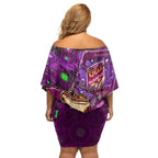 Personalised Mascot Queensland Maroons Rugby Family Matching Off Shoulder Short Dress and Hawaiian Shirt Aboriginal Galaxy