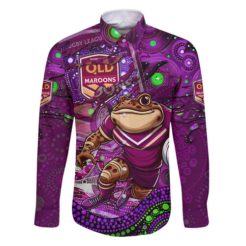 Personalised Mascot Queensland Maroons Rugby Family Matching Puletasi and Hawaiian Shirt Aboriginal Galaxy