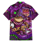 Personalised Mascot Queensland Maroons Rugby Family Matching Short Sleeve Bodycon Dress and Hawaiian Shirt Aboriginal Galaxy