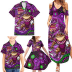 Personalised Mascot Queensland Maroons Rugby Family Matching Summer Maxi Dress and Hawaiian Shirt Aboriginal Galaxy