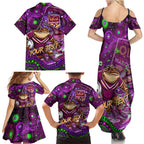 Personalised Mascot Queensland Maroons Rugby Family Matching Summer Maxi Dress and Hawaiian Shirt Aboriginal Galaxy