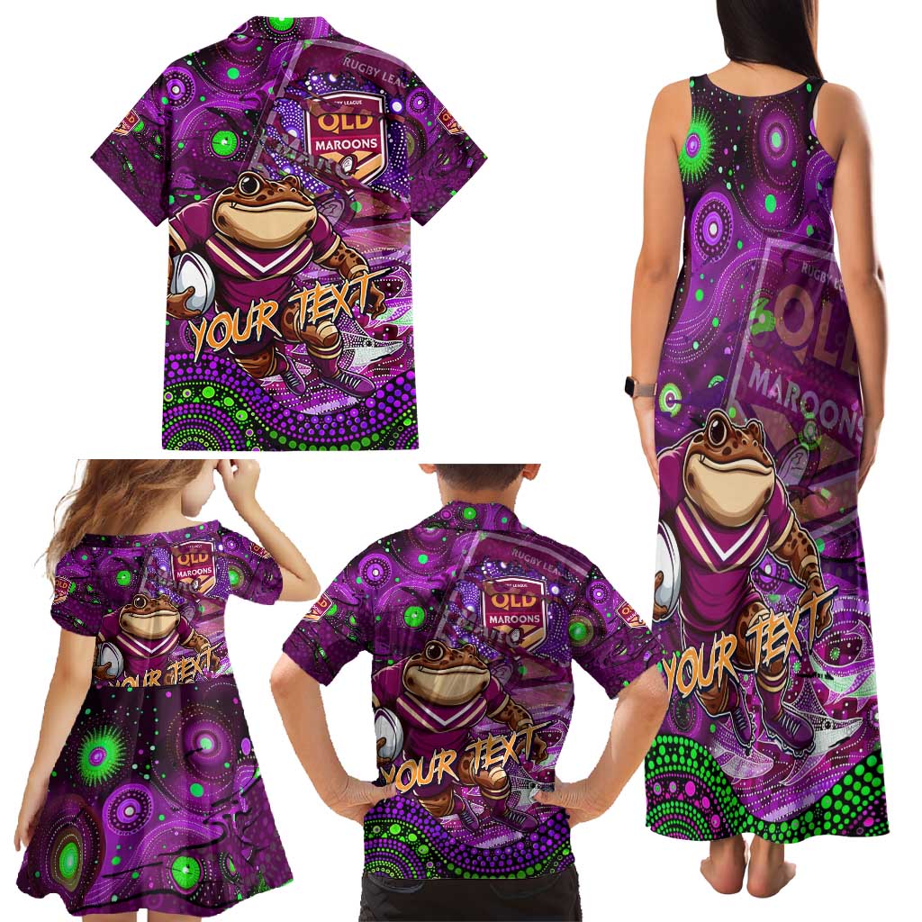 Personalised Mascot Queensland Maroons Rugby Family Matching Tank Maxi Dress and Hawaiian Shirt Aboriginal Galaxy