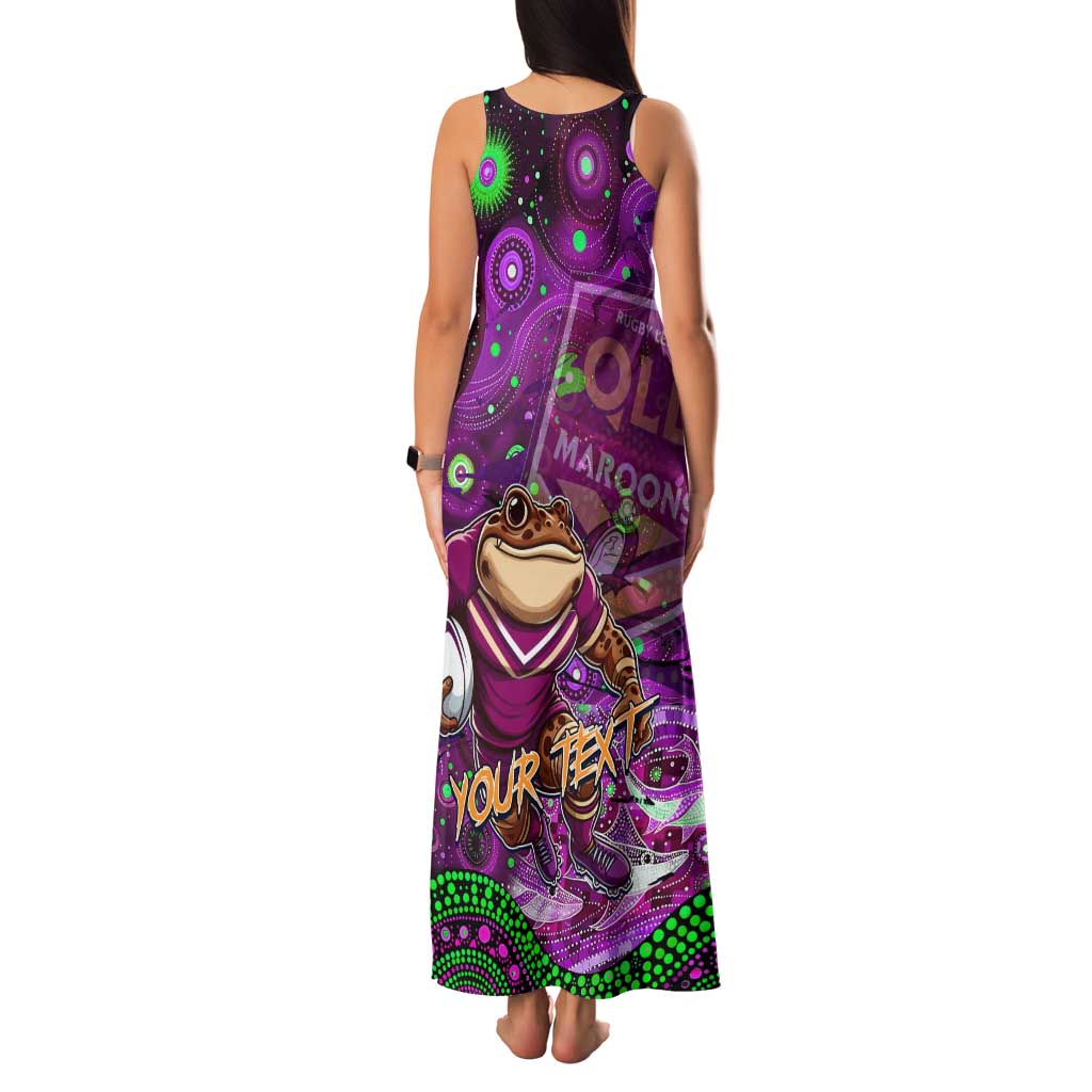 Personalised Mascot Queensland Maroons Rugby Family Matching Tank Maxi Dress and Hawaiian Shirt Aboriginal Galaxy