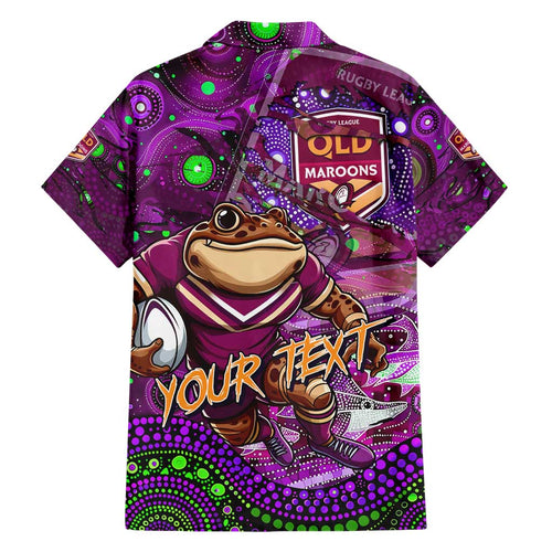 Personalised Mascot Queensland Maroons Rugby Hawaiian Shirt Aboriginal Galaxy