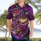 Personalised Mascot Queensland Maroons Rugby Hawaiian Shirt Aboriginal Galaxy