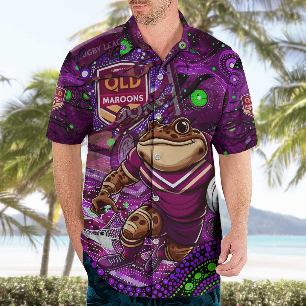 Personalised Mascot Queensland Maroons Rugby Hawaiian Shirt Aboriginal Galaxy