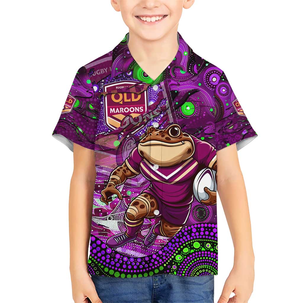 Personalised Mascot Queensland Maroons Rugby Hawaiian Shirt Aboriginal Galaxy