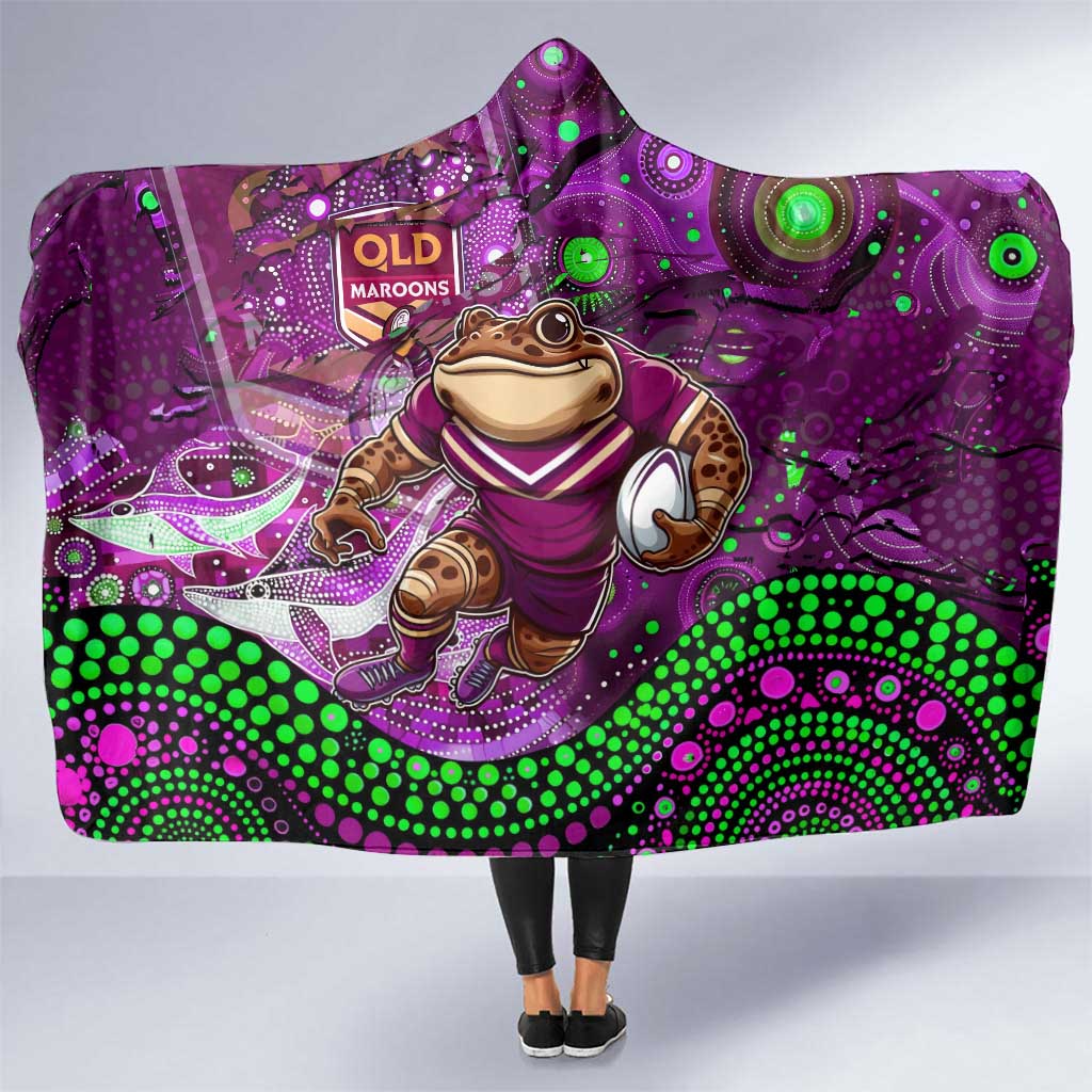 Mascot Queensland Maroons Rugby Hooded Blanket Aboriginal Galaxy