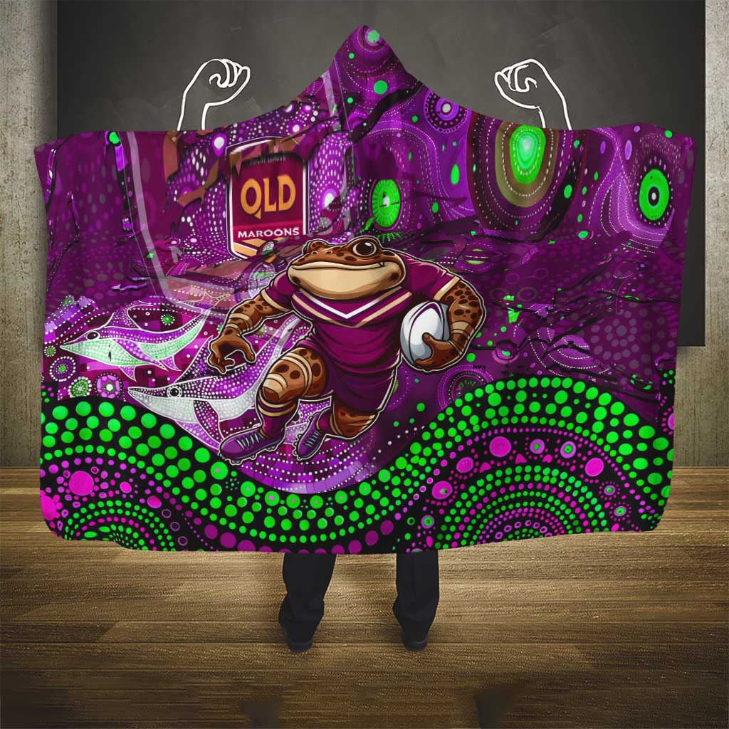 Mascot Queensland Maroons Rugby Hooded Blanket Aboriginal Galaxy