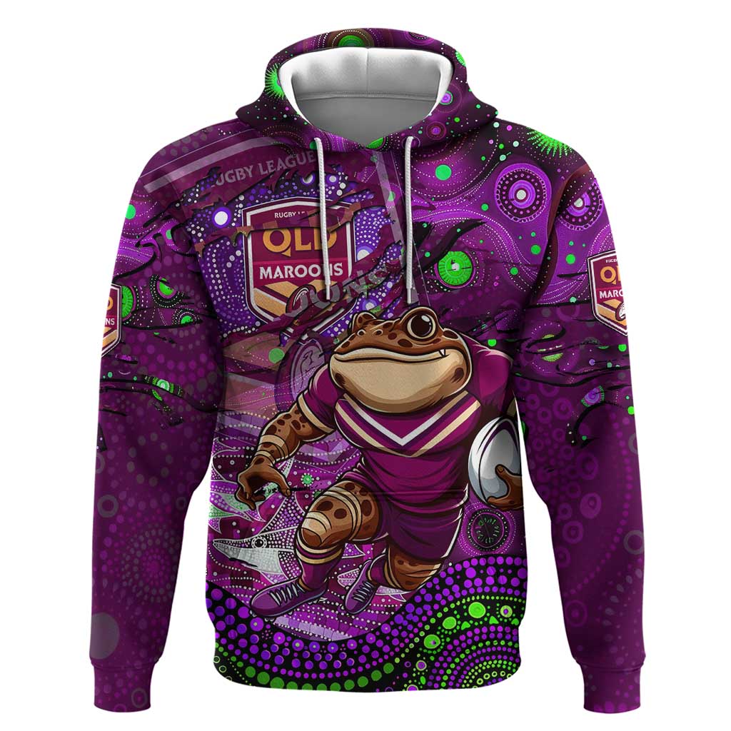 Personalised Mascot Queensland Maroons Rugby Hoodie Aboriginal Galaxy