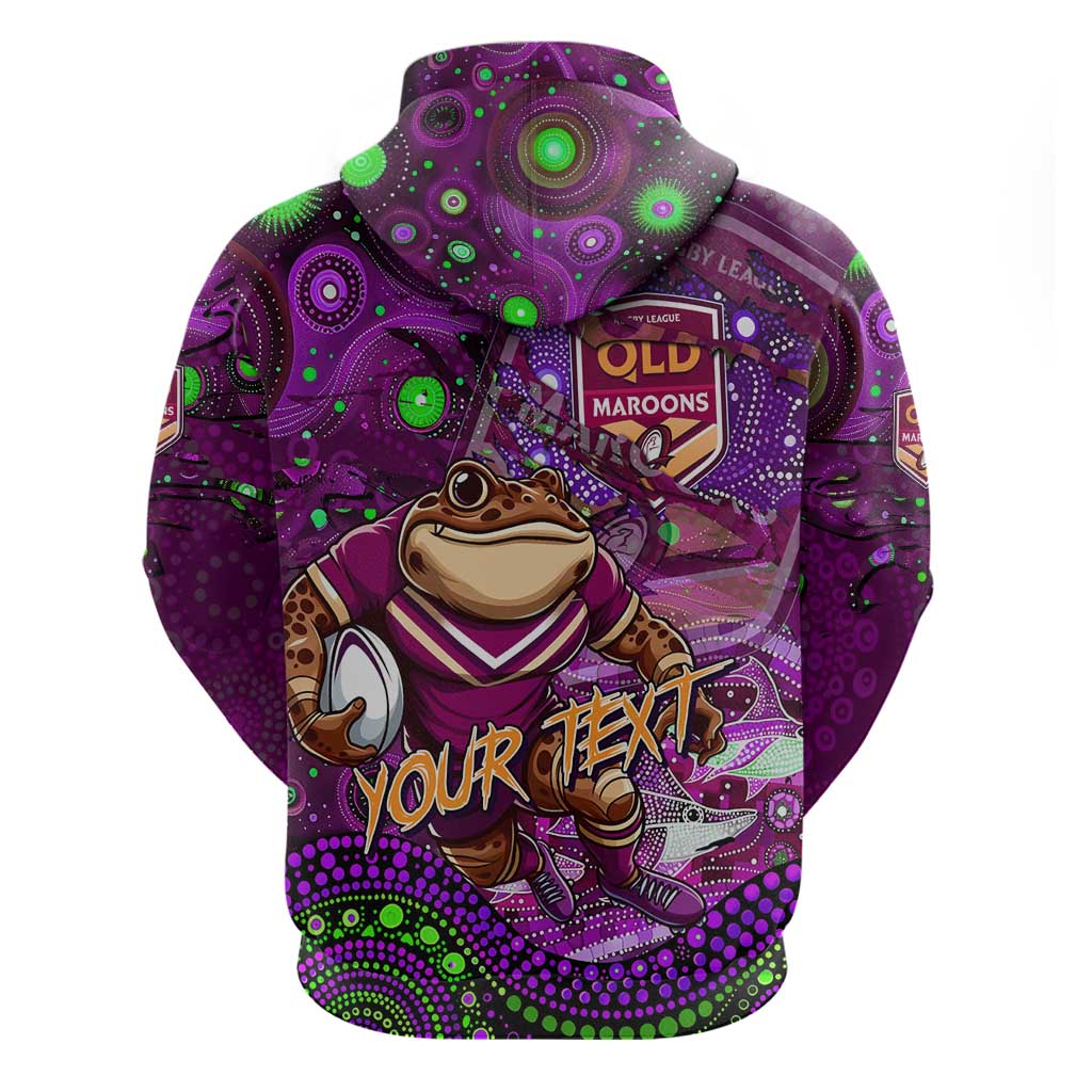 Personalised Mascot Queensland Maroons Rugby Hoodie Aboriginal Galaxy