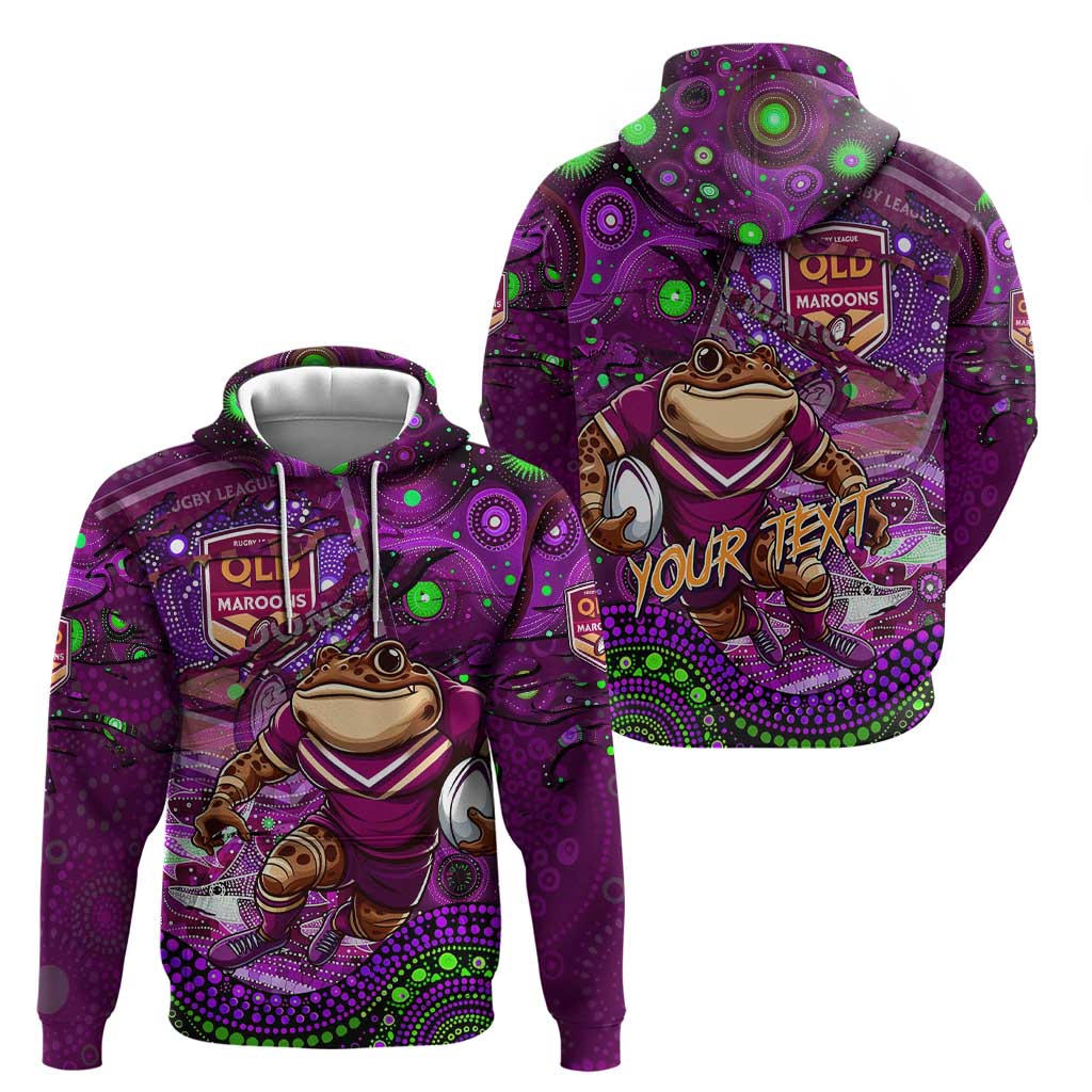 Personalised Mascot Queensland Maroons Rugby Hoodie Aboriginal Galaxy