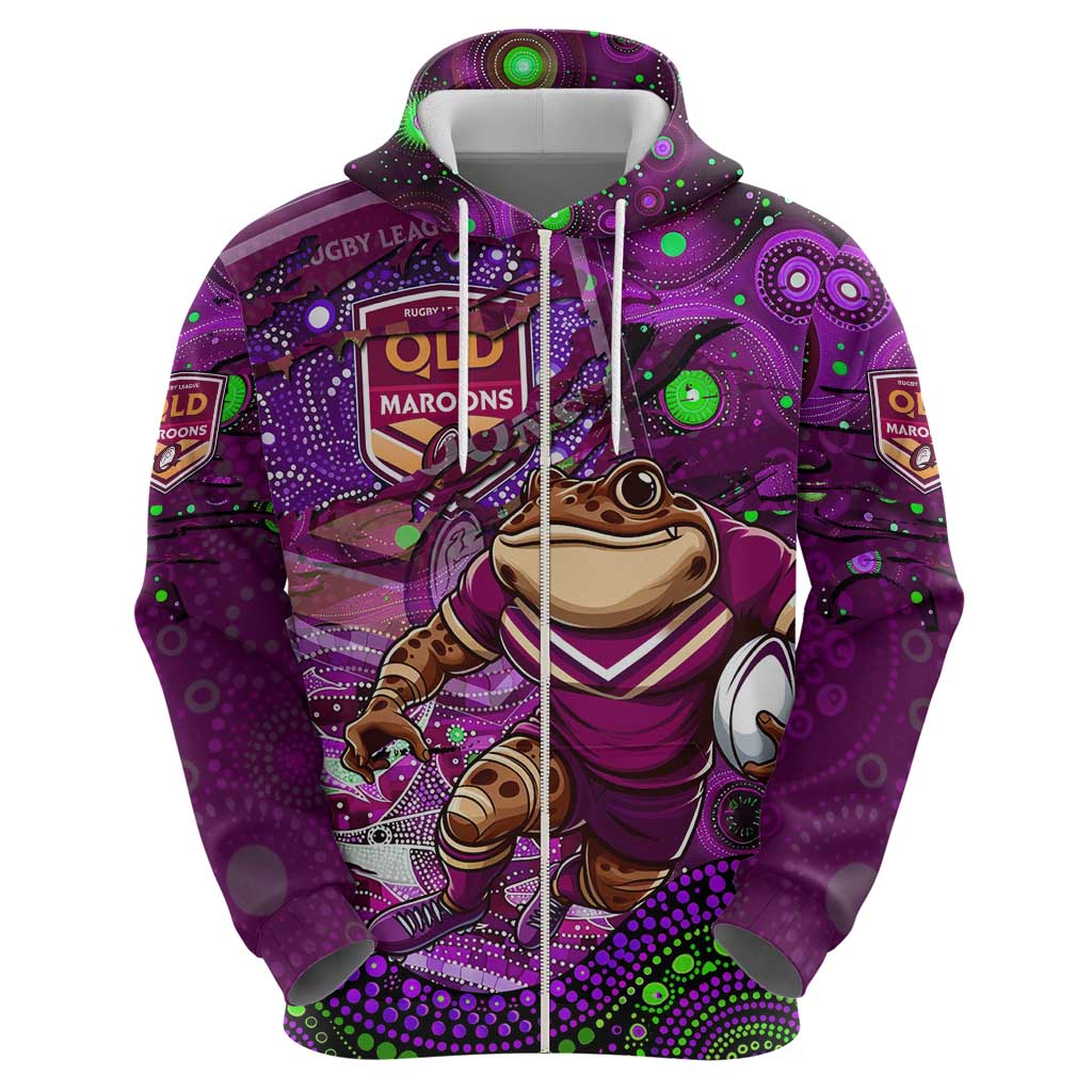 Personalised Mascot Queensland Maroons Rugby Hoodie Aboriginal Galaxy