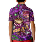 Personalised Mascot Queensland Maroons Rugby Kid Polo Shirt Aboriginal Galaxy