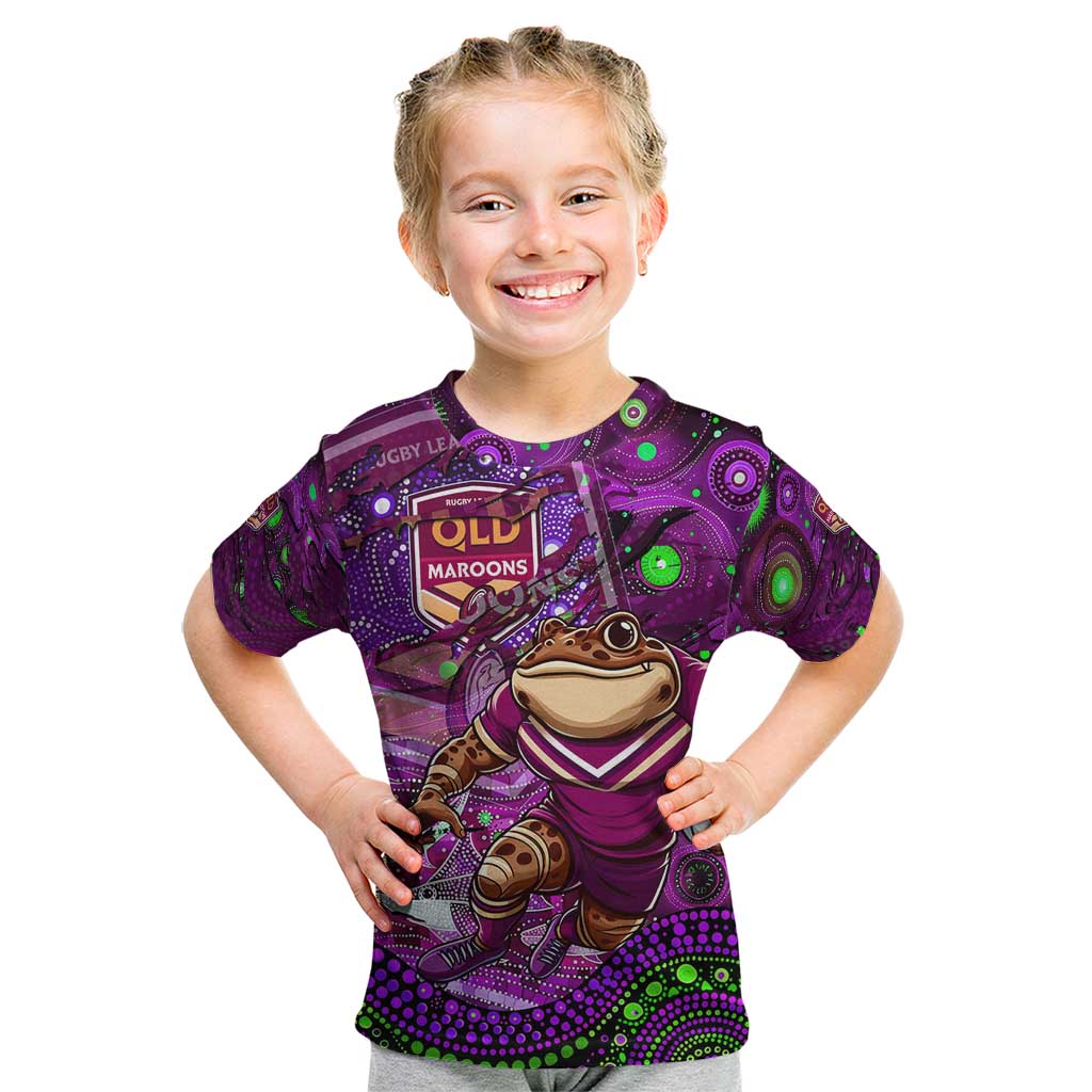 Personalised Mascot Queensland Maroons Rugby Kid T Shirt Aboriginal Galaxy