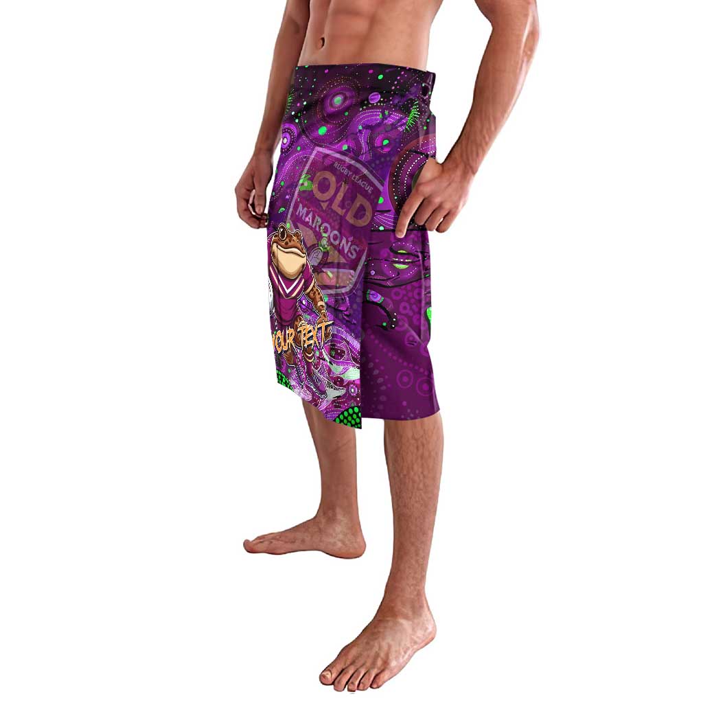 Personalised Mascot Queensland Maroons Rugby Lavalava Aboriginal Galaxy
