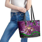 Mascot Queensland Maroons Rugby Leather Tote Bag Aboriginal Galaxy