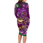 Personalised Mascot Queensland Maroons Rugby Long Sleeve Bodycon Dress Aboriginal Galaxy