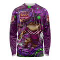 Personalised Mascot Queensland Maroons Rugby Long Sleeve Shirt Aboriginal Galaxy