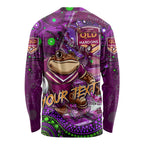 Personalised Mascot Queensland Maroons Rugby Long Sleeve Shirt Aboriginal Galaxy