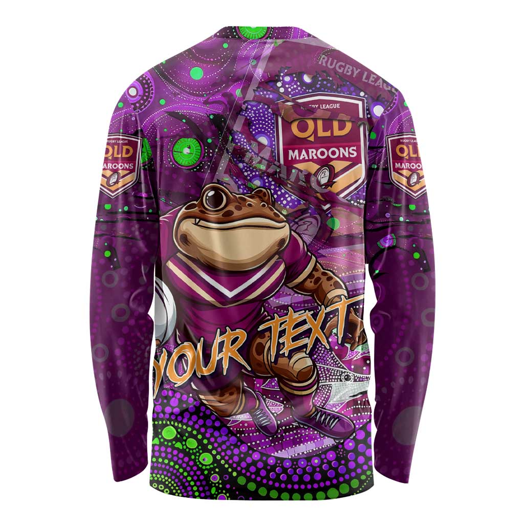 Personalised Mascot Queensland Maroons Rugby Long Sleeve Shirt Aboriginal Galaxy