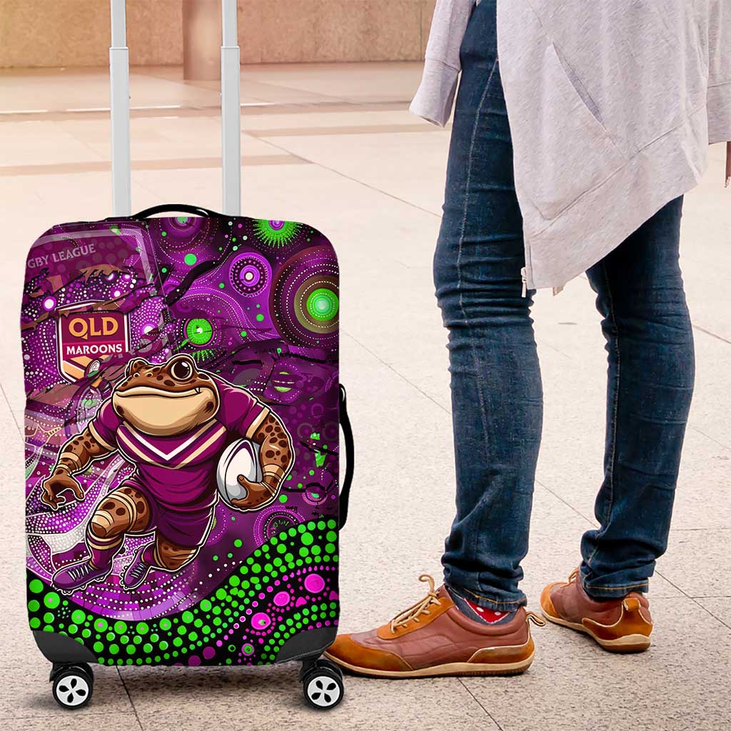 Mascot Queensland Maroons Rugby Luggage Cover Aboriginal Galaxy