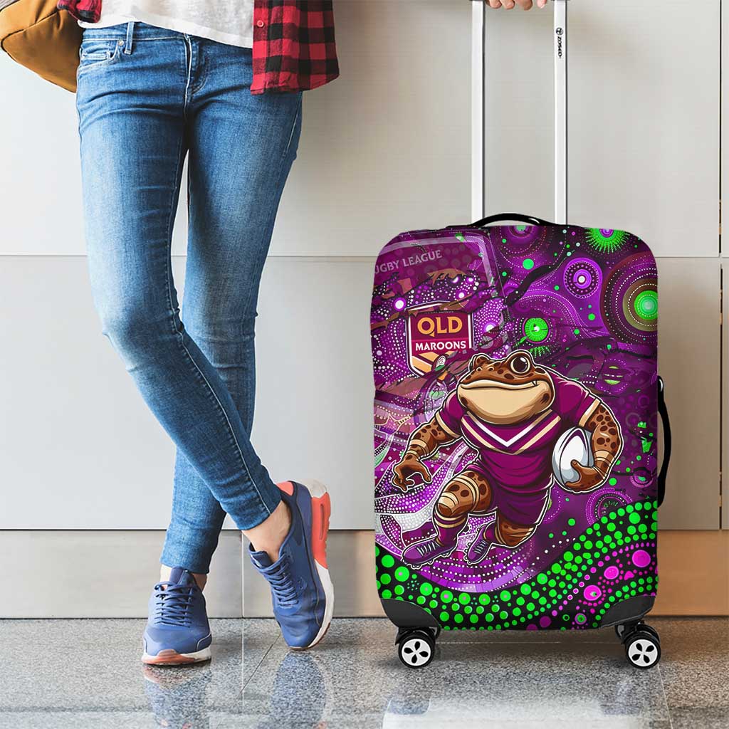 Mascot Queensland Maroons Rugby Luggage Cover Aboriginal Galaxy