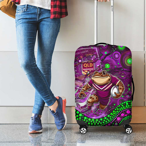 Mascot Queensland Maroons Rugby Luggage Cover Aboriginal Galaxy