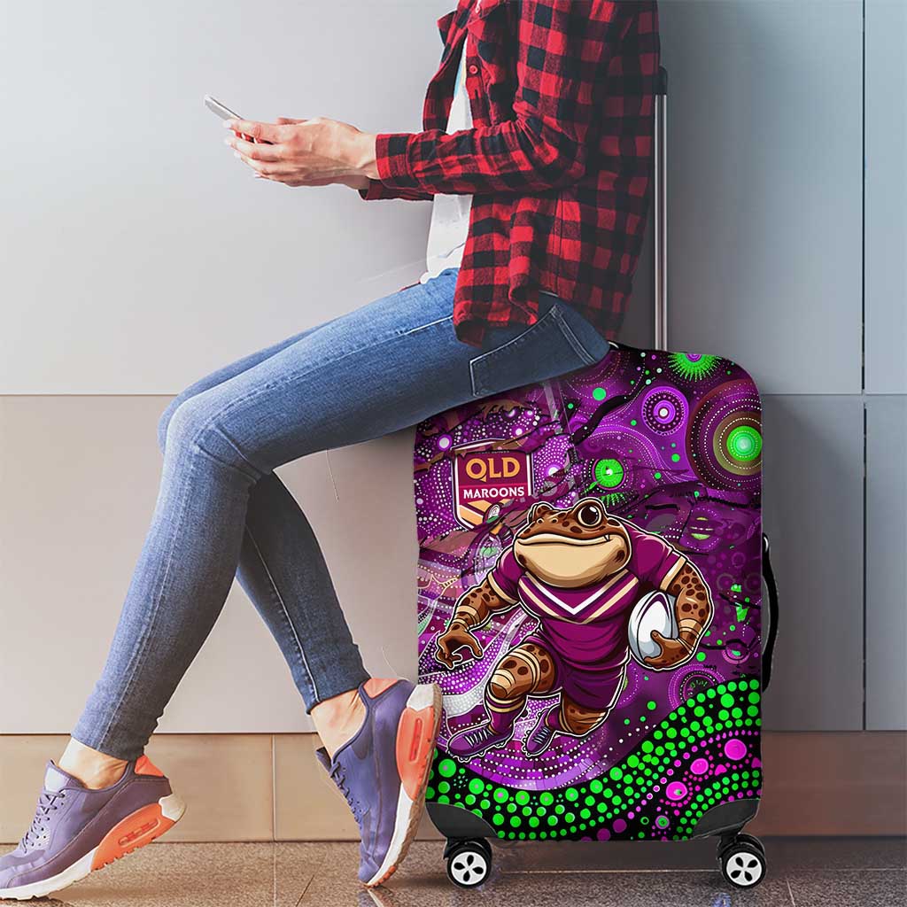 Mascot Queensland Maroons Rugby Luggage Cover Aboriginal Galaxy