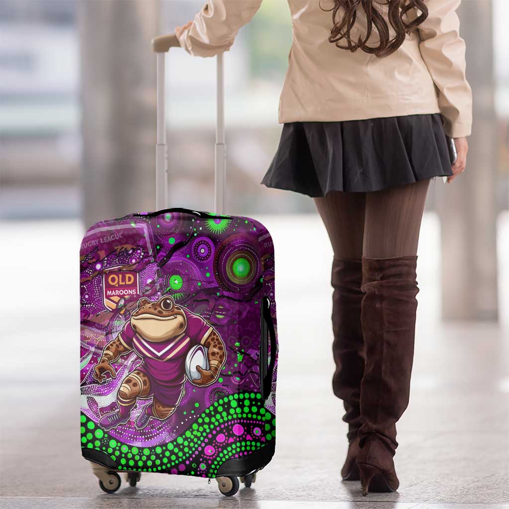 Mascot Queensland Maroons Rugby Luggage Cover Aboriginal Galaxy