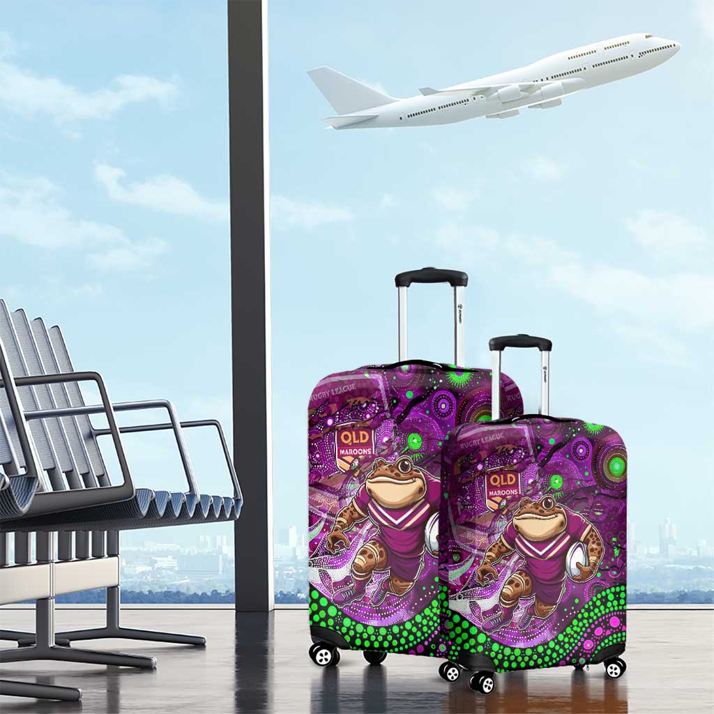 Mascot Queensland Maroons Rugby Luggage Cover Aboriginal Galaxy
