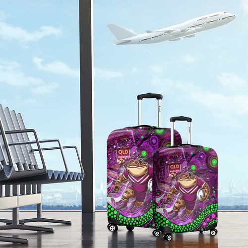 Mascot Queensland Maroons Rugby Luggage Cover Aboriginal Galaxy